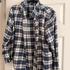 American Eagle Outfitters Navy and White Plaid Shirt